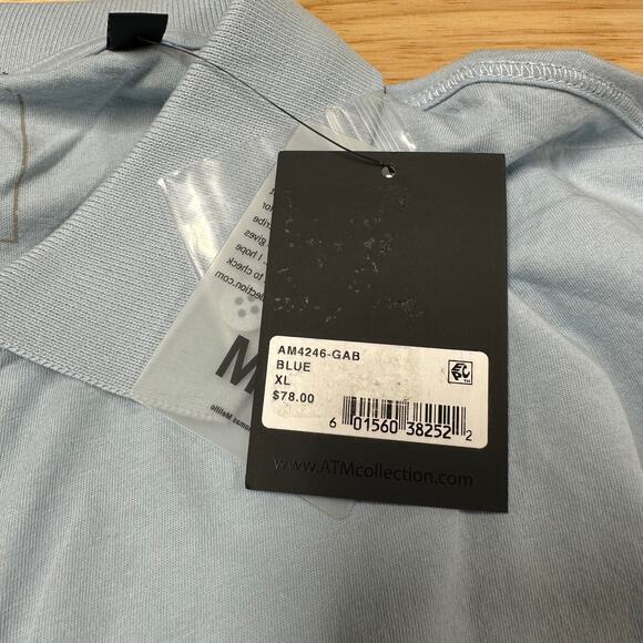 ATM Anthony Thomas Melillo NWT Classic Jersey Polo Blue Size XL Short Sleeve - Picture 8 of 12
